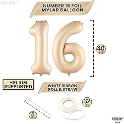 KatchOn, Giant Caramel 16 Balloon Numbers - 40 Inch