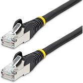 StarTech 50ft Cat6a Snagless Ethernet Cable, S/FTP, 100W PoE++, LSZH, Black | 500MHz bandwidth, 27AWG copper, LSZH, Gold-plated RJ45, Patch Cable, Ethernet Cord, Pure Bare, 10Gbps speeds, S/FTP shielding