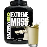 NutraBio Extreme Mass Gainer Protein Powder, 53G Protein, Clean Weight Gainer, Increase Muscle Mass, Full Spectrum Amino Acid - Vanilla, 6 Pound