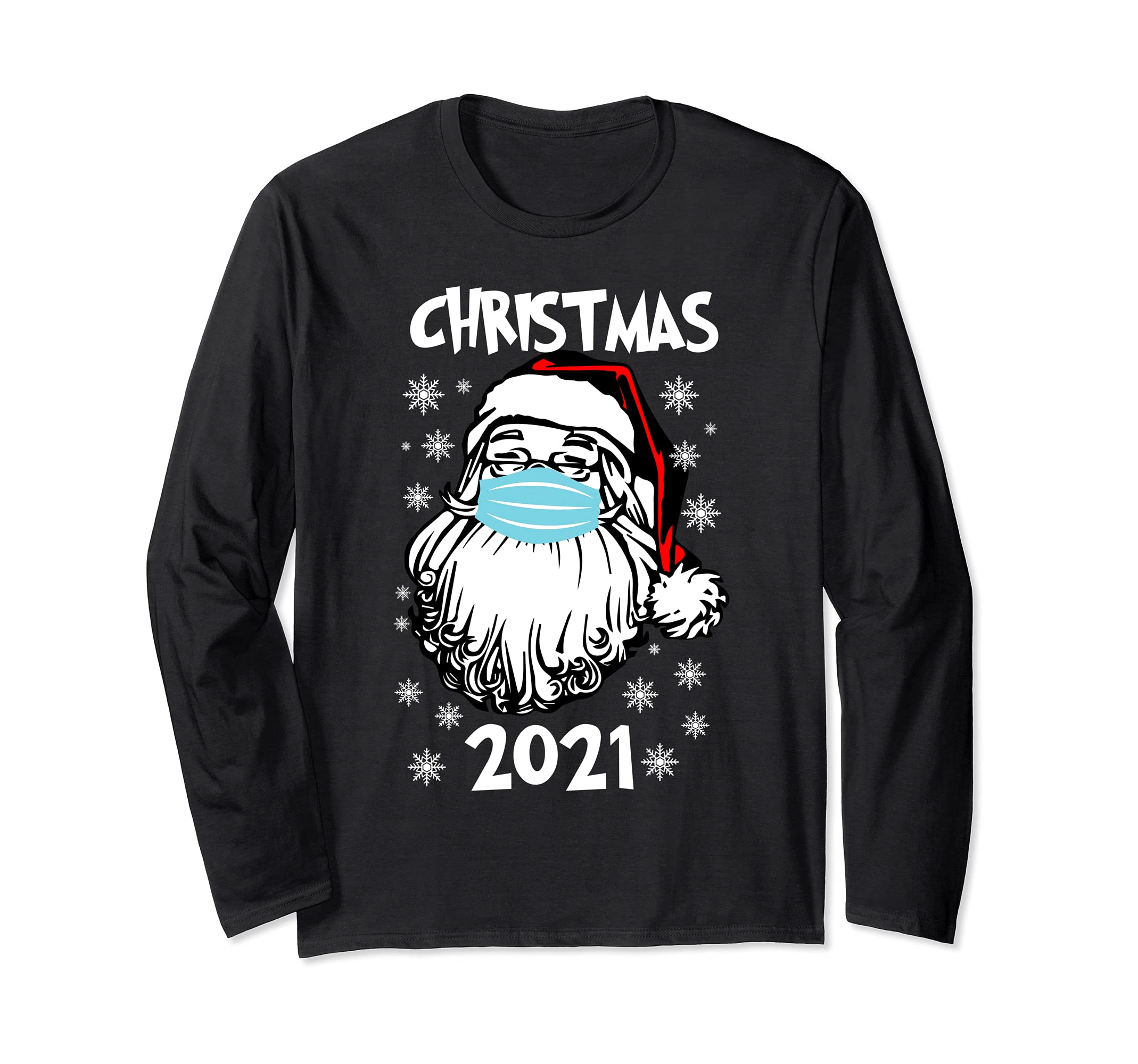 Funny Santa Wearing Mask Christmas 2021 Long Sleeve T-Shirt
