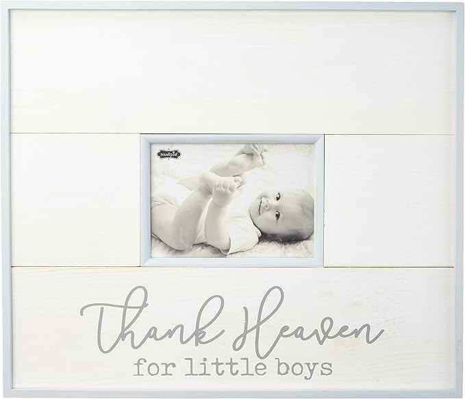 Mud Pie Washed Planked Wood Thank Heaven for Little Boys