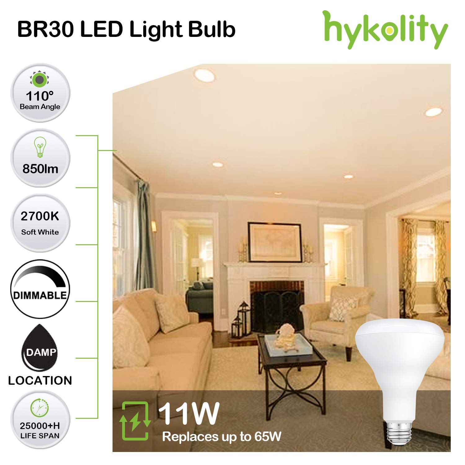 BR30 LED Bulb for Indoor/Outdoor Downlight Recessed Can Light Dimmable