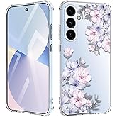 EMUYGIU for Samsung Galaxy A36 Case Flowers [Buffertech 6.64ft Military-Grade Drop Protection] [Anti Peel Off Tech] Clear TPU Bumper 5G Phone Case Cover Design（Foliolosa）
