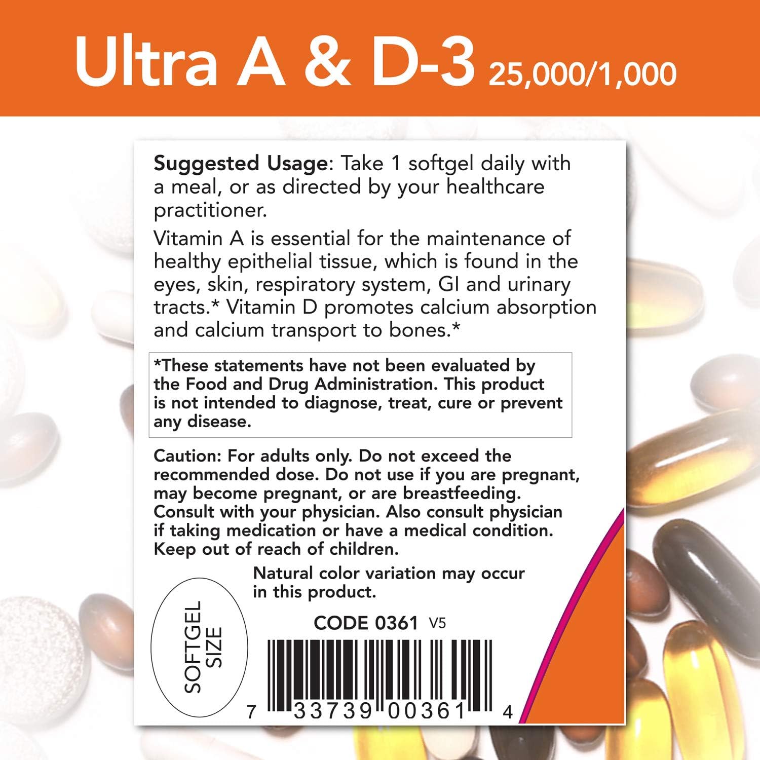NOW Supplements, Vitamin A & D3 25,000/1,000 IU, Eye Health*, Essential Nutrition, 100 Softgels: Health & Personal Care