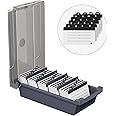 MaxGear Business Card Holder for Desk, Large Plastic Business Card Organizer Box, Credit Cards Holder File Box Storage, Capacity: 500 Cards (3.5” x 2.2”), A-Z Tabs, Metal Structure, Black
