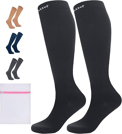 360 Relief 2 Pairs Compression Socks 15-20 mmHg Black S/M Travel Flight