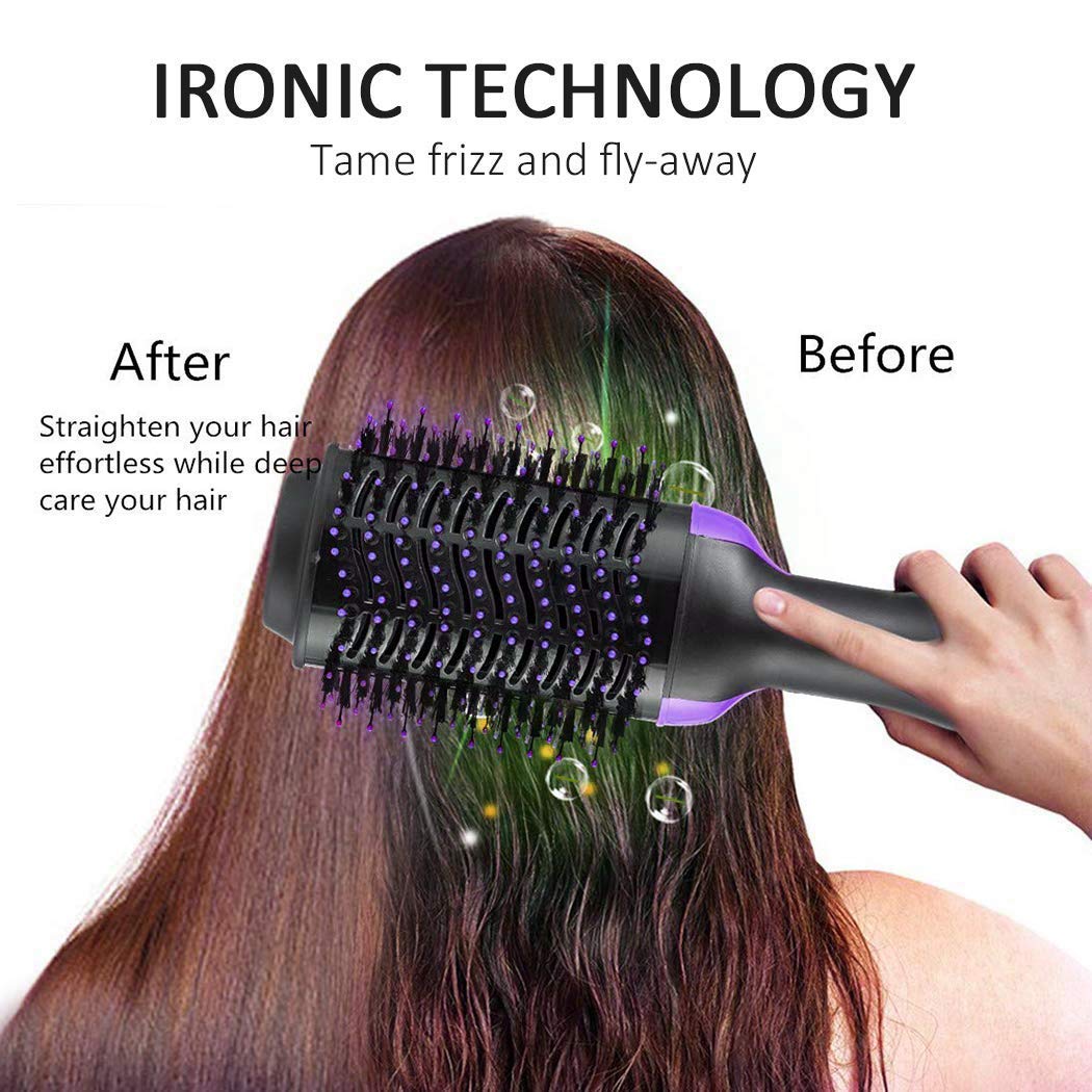 Modellatori ad aria calda One-Step - Asciugacapelli Multifunzione 2 in 1 Spazzola Rotante Con Anione A Infrarossi E Pettine Ad Aria Calda, In Ceramica, Per Capelli Lisci E Ricci (Viola)