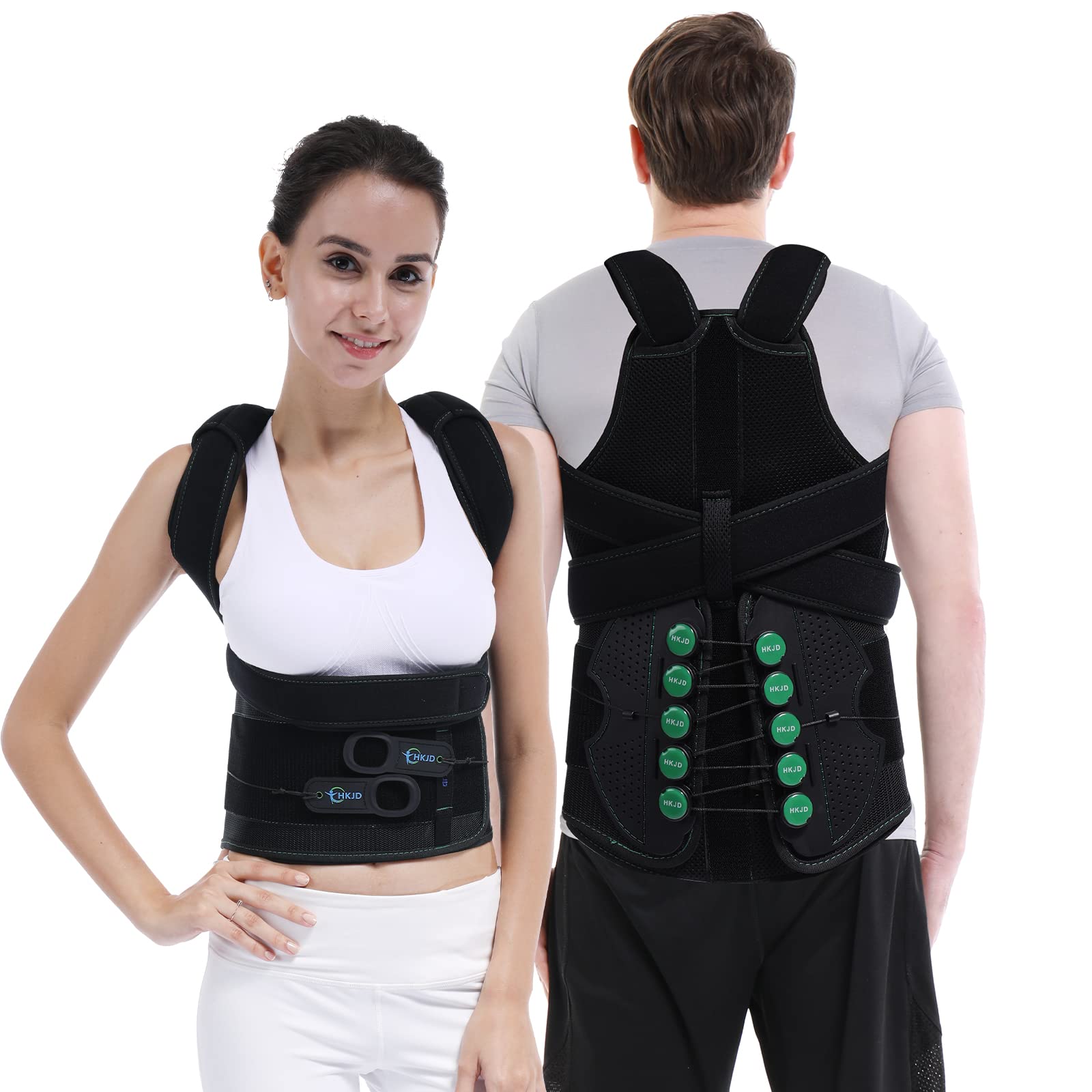 Photo 1 of TLSO Thoracic Full Back Brace- Thoracic Lumbar Sacral Orthotic, Compression Fractures, Upper Spine Injuries,Pre or Post Surgery with Hard Lumbar Support for Men and Women (S/M)