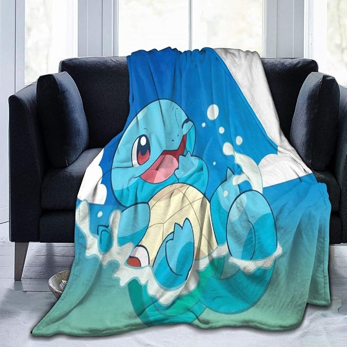 RN Anime Squirtle Flannel Blanket Super Soft and Comfortable Fuzzy Warm