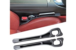 TUOBITUO Elastic Car Seat Gap Filler Organizer (2-Pack) - Universal Fit for Car SUV Truck, Black Leather Texture, Prevents Items from Falling Between Seats, Easy Installation Tool-Free (Black)
