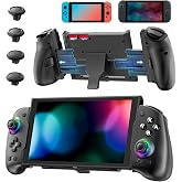 OIVO Switch 1/2 Controller for Original/OLED/Switch 2 Games Console, Stretchable Switch Handheld Joypad Ergonomic Grip for NS Pro Controller with RGB Lighting, TMR Joystick, Turbo, 4 Macro- Black