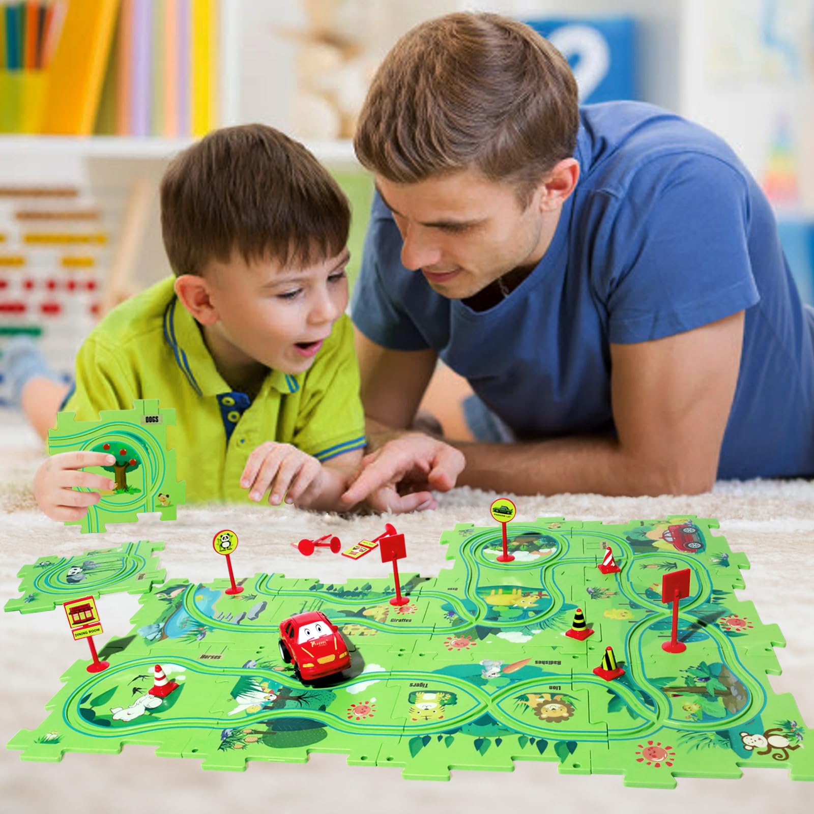 Mua Puzzle Track Car Play Set, Plastic Puzzles for Kids with Vehicles ...