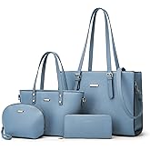 Women Fashion Synthetic Leather Handbags Tote Bag Shoulder Bag Top Handle Satchel Purse Set 4pcs