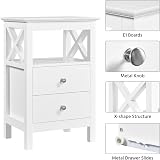 Yaheetech Bedside Tables Set of 2 White Nightstand with 2 Drawers 60cm view 5