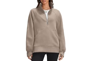 OFEEFAN Quarter Zip Sweatshirts For Women Pullover Oversized Hoodies Sweaters Fall Outfits Winter Clothes Thumb Hole 2024