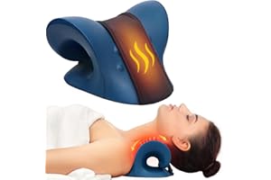 COZYHEALTH Neck Stretcher for Neck Pain Relief, Heated Cervical Traction Device Pillow with Graphene Heating Pad, Neck and Shoulder Relaxer for TMJ Pain Relief and Cervical Spine Alignment (Dark Blue)