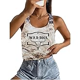 AMWIPE Western Crop Tops for Women Cowgirl Sleeveless Cropped Tank Tops Vintage Cowboy Country Concert Vest Shirts