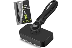 Comotech 3PCS Cat Grooming Supplies, Cat Brush & Nail Clipper/Trimmer & Flea Comb for Shedding Indoor Cats Essentials Stuff Accessories (Black)