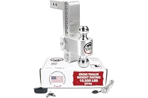 Weigh Safe Adjustable Trailer Hitch Ball Mount, 10" Adjustable Drop Hitch for 2" Receiver w/ 2 pc Keyed Alike Lock Set, Heavy Duty Aluminum Trailer Tow Hitch w/Chrome Plated Tow Balls, 12,500 lbs GTW