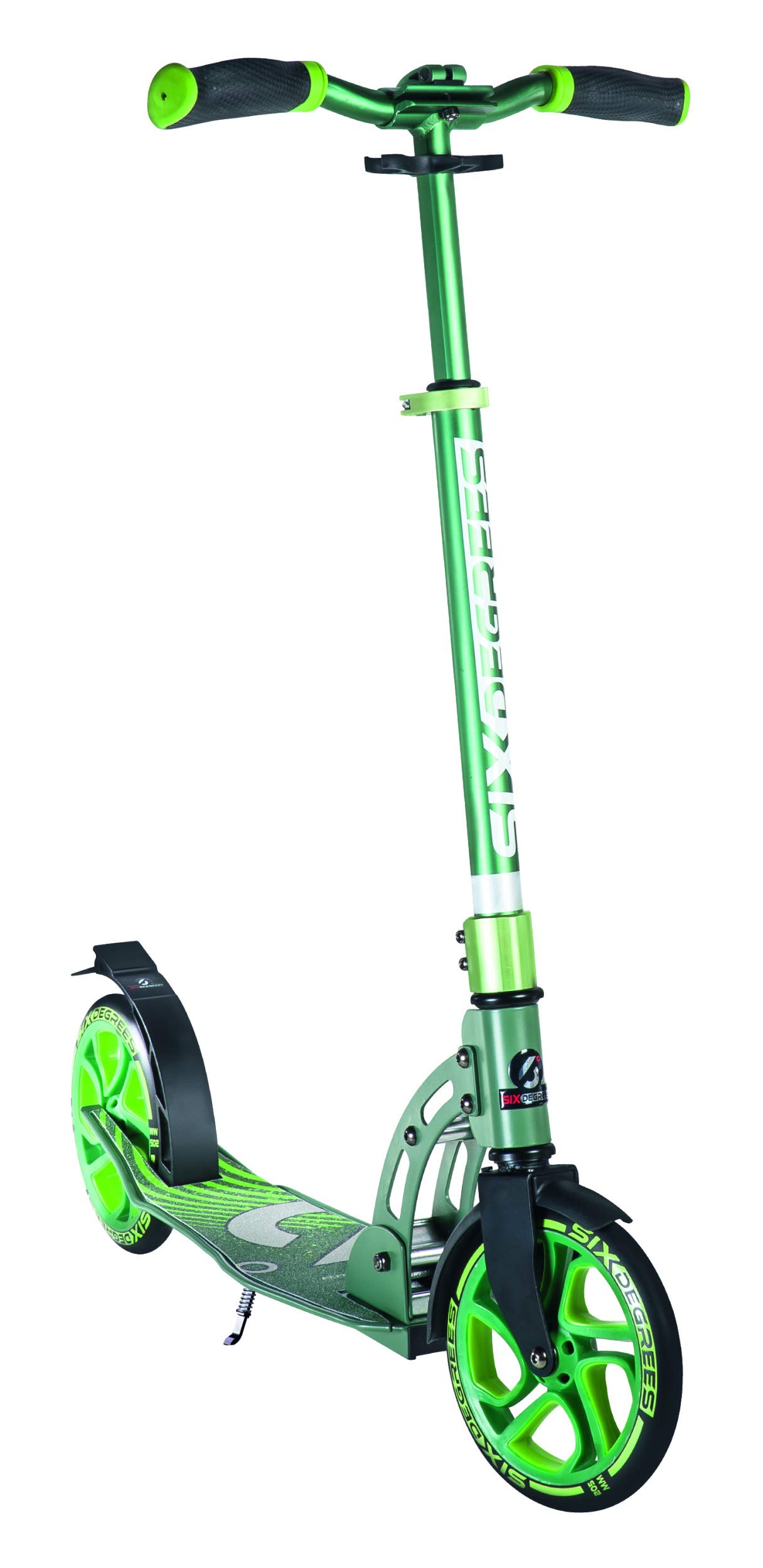SIX DEGREES - Adult Kickscooter, Scooter, Height Adjustable, Ergonomic Handlebars, XL Deck, ABEC 7 Ball Bearings, Safety Reflectors (Green)