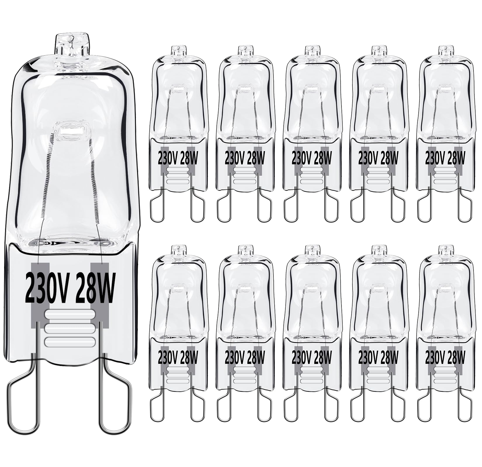 Vanke G9 Halogen Light Bulb 28W, Dimmable Capsule Bulbs Warm White 2800K, Energy Saver No Flicker Bulb, 560 Lumen, 10-Pack