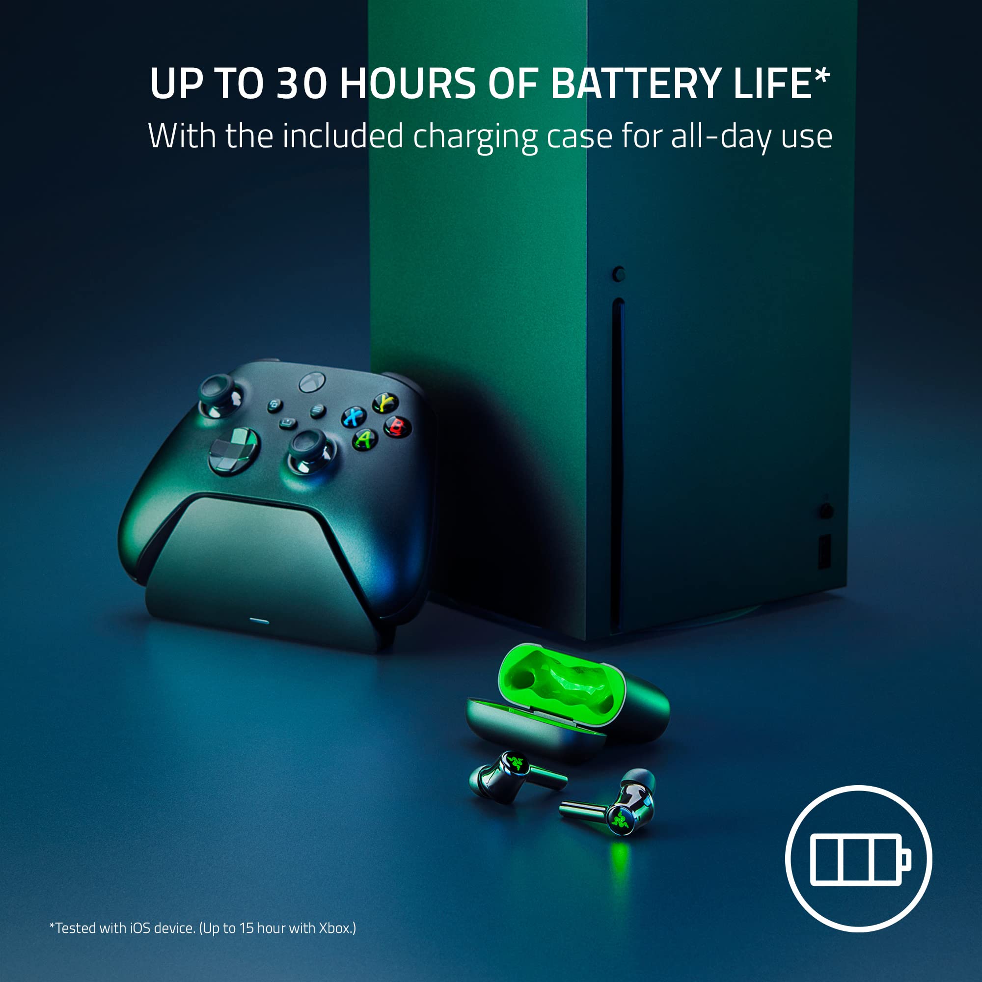 Razer Hammerhead HyperSpeed Wireless Multi-Platform Gaming Earbuds for Xbox Series X|S, Xbox One, PC, Mobile: ANC - Noise Cancelling Mic - Bluetooth 5.2 - RGB Chroma - 30 Hr Battery