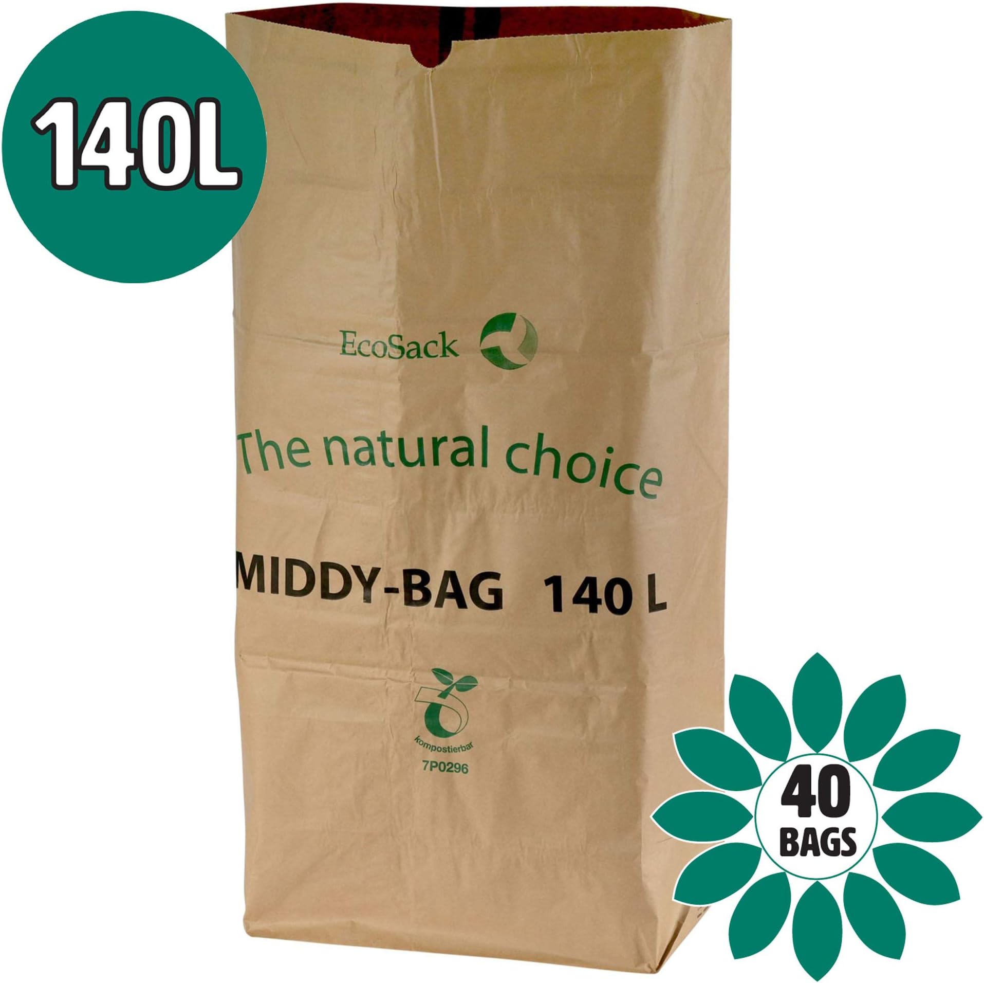140 Litre x 40 Paper Compostable Wheelie Bin Liners - Biodegradable Sacks/Liners - Bioliner Eco Sack Bags with All-Green Composting Guide