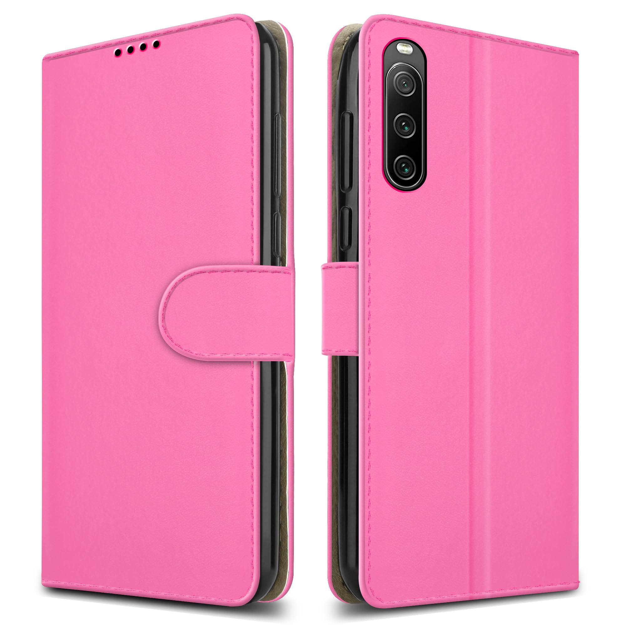 PIXFAB For Sony Xperia 10 V Leather Phone Case, Magnetic Closure Full Protection Book Folio Design, Wallet Case Cover [Card Slots] and [Kickstand] For Sony Xperia 10 V - Pink