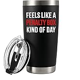 Panvola Feels Like a Penalty Box Kind Of Day Hockey Player Gifts Funny Sarcastic Coach Gifts For Hockey Vacuum Insulated Stainless Steel Tumbler With Removable Lid And Straw 20 oz Black