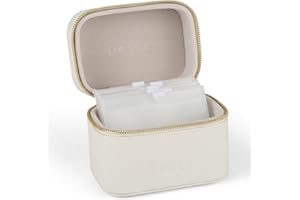 Dosey Travel Pill Case & Easy-Slide Pouches - Vegan Leather Daily Organizer With 7 Airtight Pockets for Medicine Storage & Protection - Stylish Sorter & Medication Organizer - Cream