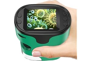 BEBANG 1000X Handheld Microscope for Kids 4K 2.0" Screen Rechargeable Mini Pocket Digital Microscopes w/Slides Kit Portable Edu Gift Age 4-6 8-12 Children Students (Green)