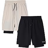 Hind Boys Active Shorts 2 in 1 Athletic Shorts with Compression Lining Woven Running Shorts for Boys