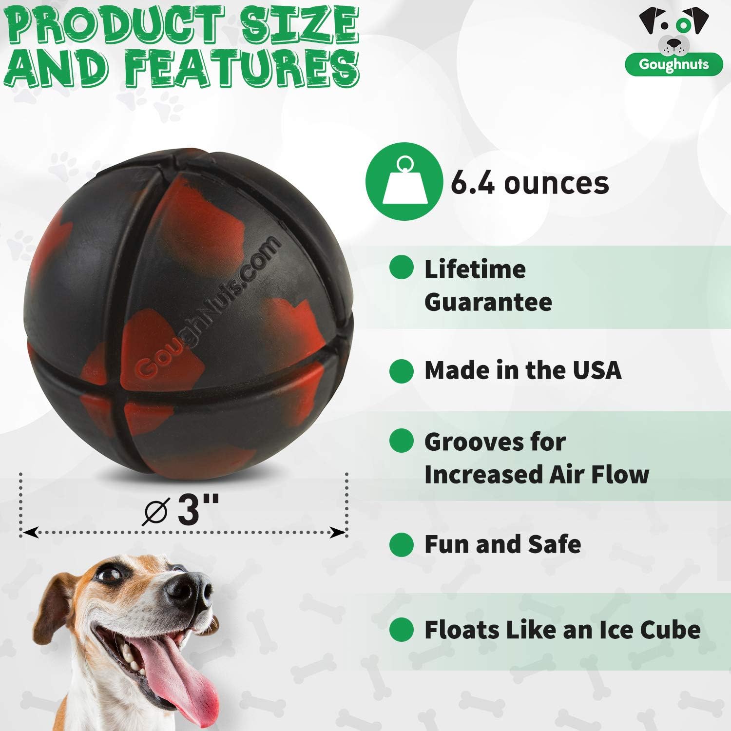 goughnuts interactive black chew ball