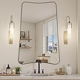 Homsion Irregular Wall Mirror, 24"x36" Asymmetrical Mirror with Metal Frame, Modern Wavy Decorative Mirrors for Bathroom, Wall Decor, Entryway, Living Room, Black