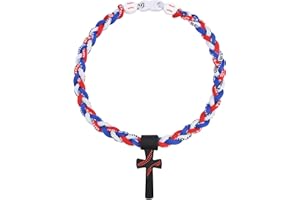 Kehuify Baseball Necklaces for Boys, Baseball Necklace Three-Braid Rope Tornado Cross Necklace Sports Titanium Necklace Baseball Rope Necklace