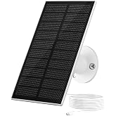 GMK 1.6W Solar Panel for Security Cameras, Micro USB Port with 10ft Charging Cable, 360&deg;Adjustable Mounting Bracket with IP65 Waterproof, White, LL-03W