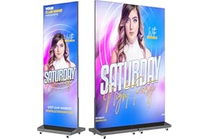 QIXZOCV MWE P1.86 Spliceable LED Poster Screen with Flight Case, Foldable LED Digital Signage Advertising Display Kiosk with Publishing System, Portable Digital Poster for Events and Rentals (2 Panels), Black