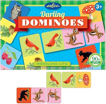 eeBoo Woodland Life Darling Dominoes, Road Trip Travel Game for Kids