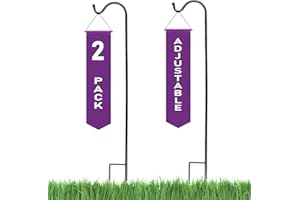 ASHMANONLINE Ashman Adjustable KD Shepherd's Hooks (2 Pack), Black, Made of Premium Metal for Hanging Solar Lights, Bird Feeders, Mason Jars, Christmas Lights, Lanterns, Garden Stakes, and Wedding Décor, etc.