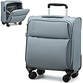 Hanke 16 Inch Underseat Carry On Luggage with Spinner Wheels for Airline, Small Softside TSA Approved Luggage Lightweight Rolling Suitcases Under Seat Travel Carry-On Bag(Grey)
