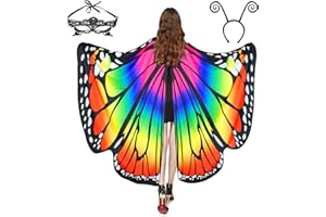 Sunlisky Halloween Costumes Women Adult Butterfly Costume Wings Cape with Lace Mask and butterfly Headband