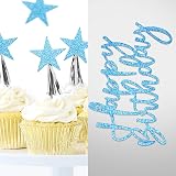 iZoeL Cake Decoration Toppers Blue Stars Hearts 2 Sets 4cm 3cm view 4