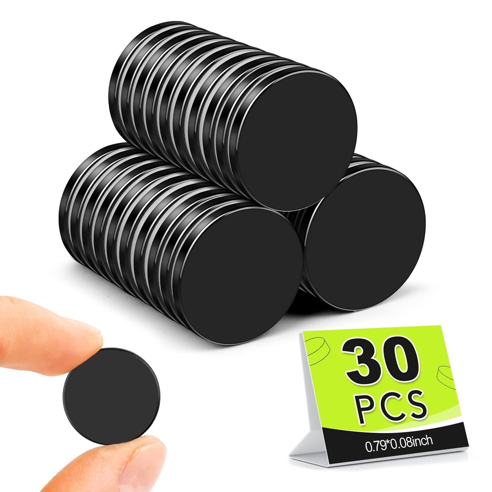 Photo 1 of Small Magnets, 30 Pack Black Refrigerator Magnets 20x2mm Rare Earth Magnet Neodymium Magnet for Crafts, Whiteboard, Kitchen Cabinet