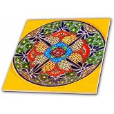 3dRose Colorful Handmade Patterns of Ceramic Plate 12 Inch Ceramic Tile