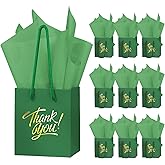 EQOREIIN 50 Pcs White Small Gift Bags with Handles 4 x 2.75 x 4.5 Inches Mini Thank You Gift Bags Party Favor Bags Kraft Paper Bags Bulk for Mother's Day Baby Shower Birthday(green)