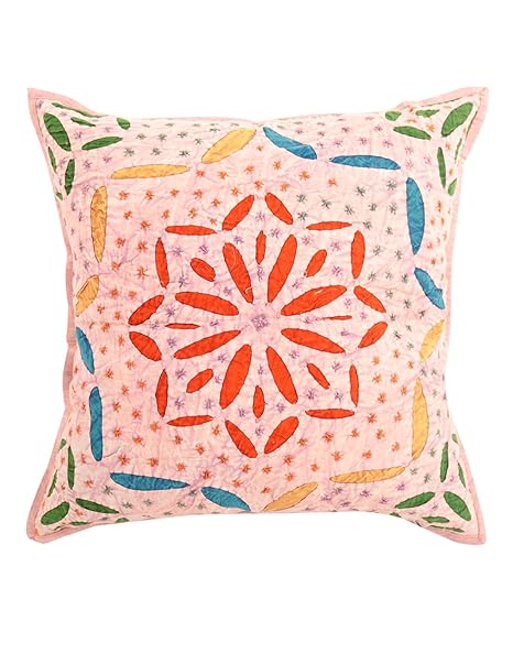 Buy Attractive Coral Pink Single Cushion Cover 17x17 Abstract Hand