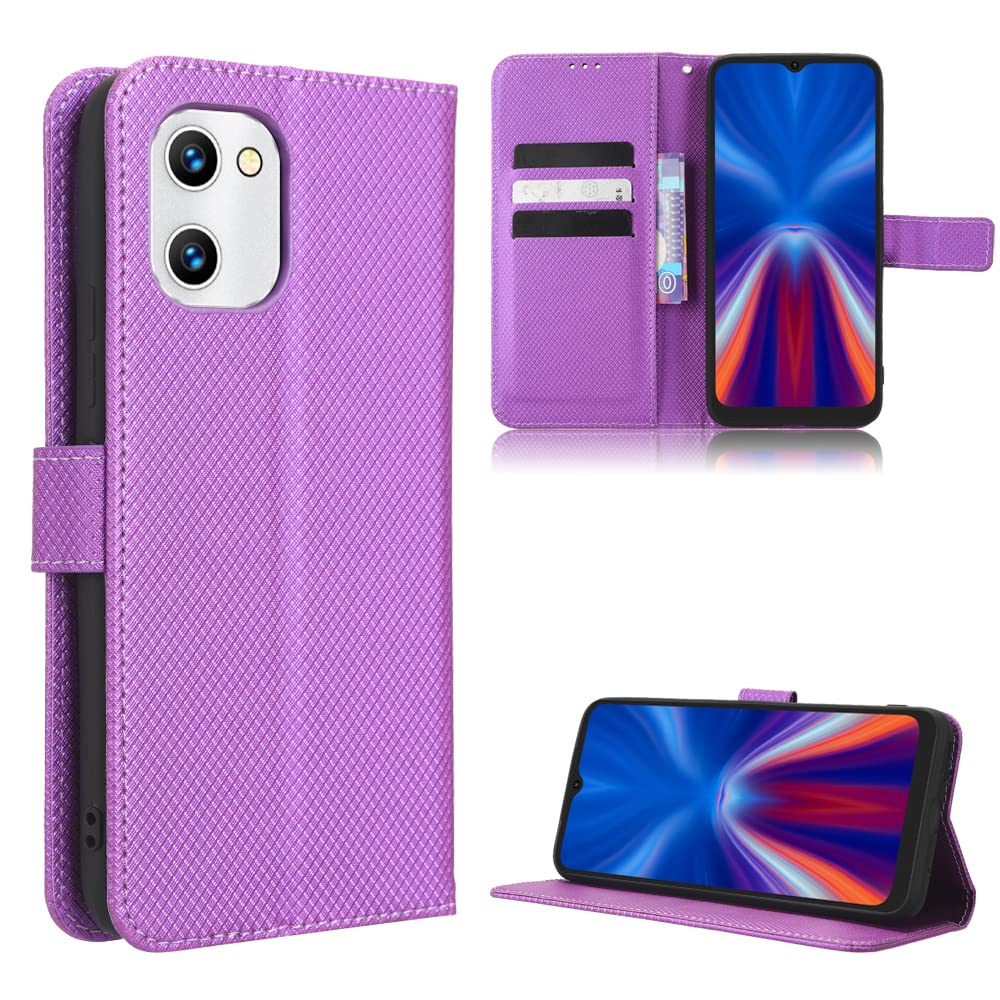 TIANYUE Wallet Case for Umidigi C2, diamond pattern Wallet PU Leather Phone, with Card Holder Kickstand Magnetic Closure Cover for Umidigi C2-Purple