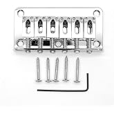 harpfeas 78mm Fixed Hardtail Bridge for 6 String Fender Strat Tele Electric Guitar (Chrome)