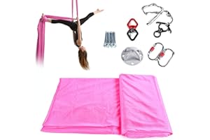 LYNICESHOP Aerial Yoga Swing Kit, Aerial Silk 3 Yards Yoga Swing Hammock Antigravity Pilates 2.8x2.8M Home Aerial Yoga Hammock Swing Include Daisy Chain,Carabiner and Pose Guide