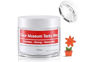 Enhon 5 oz/ 150ml Clear Exhibit Gel for Exhibits, Removable Adhesive Putty for Museum Collections, Reusable Transparent Wax for Antiques, Glass, Ceramic, Art Crafts and Action Figures(Red White)